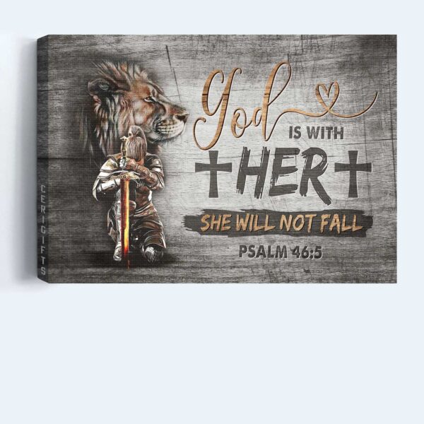 Jesus Landscape Poster: Woman Warrior & Lion of Judah Home Decor Gift for Christian