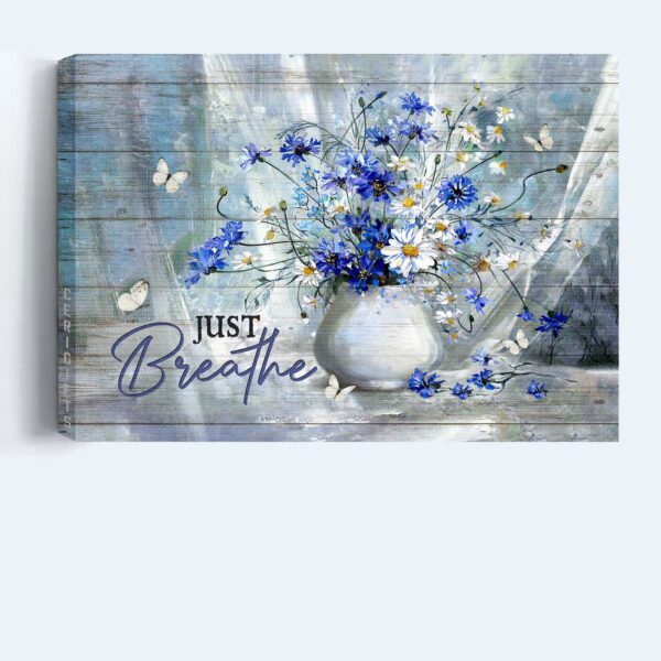 Christian Home Decor Gifts – Jesus Landscape & Daisy Vase Posters for a Soothing Atmosphere – Just Breathe