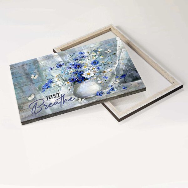 Christian Home Decor Gifts – Jesus Landscape & Daisy Vase Posters for a Soothing Atmosphere – Just Breathe