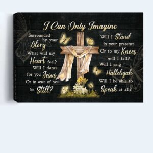 Religious Landscape Poster Set - Wooden Cross & Glowing Butterfly Decor - Gift for Christians - I Can Only Imagine 3