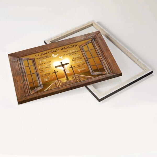 Christian Home Decor Gift: Jesus Landscape Poster with Wooden Cross Heart Painting White Dove – I Can Only Imagine