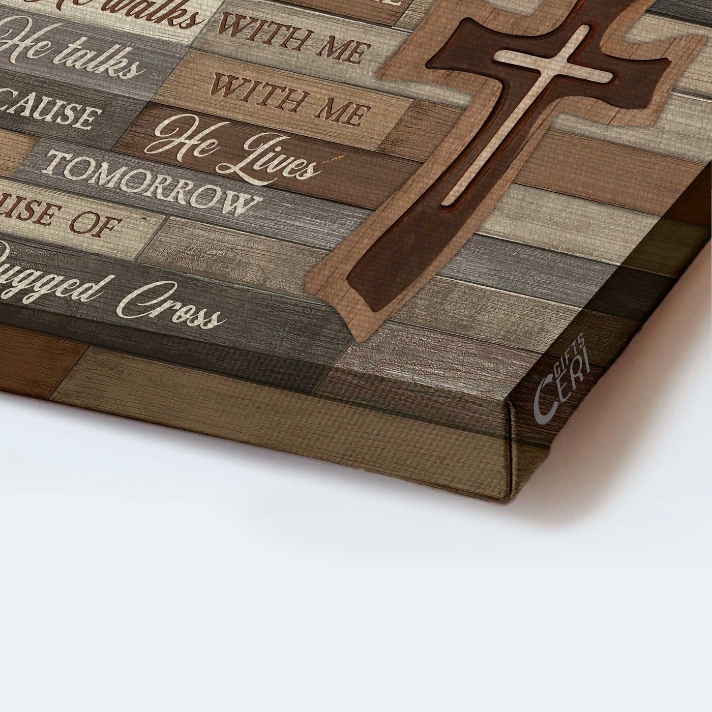 Vintage Jesus Landscape Poster with Wooden Cross – Gift for Christian Home Decor – Amazing Grace Wall Art