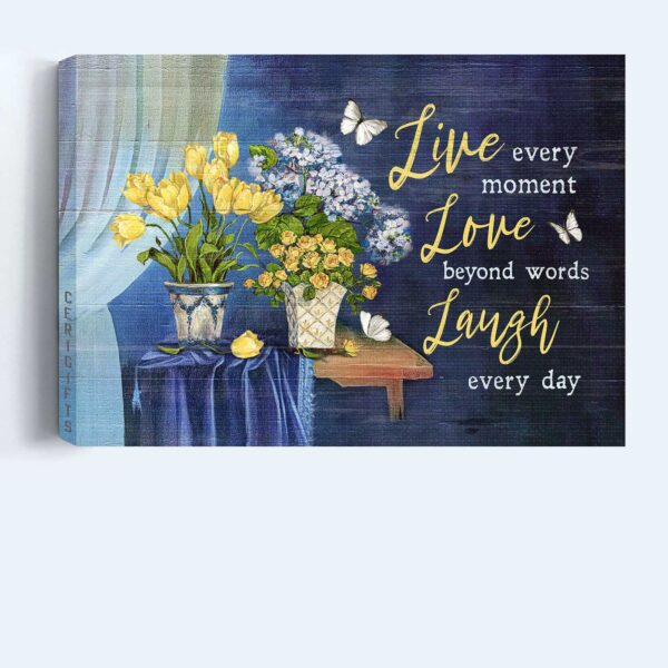 Christian Home Decor Gift: Jesus Landscape & Still Life Painting Poster – Live Love Laugh Beyond Words