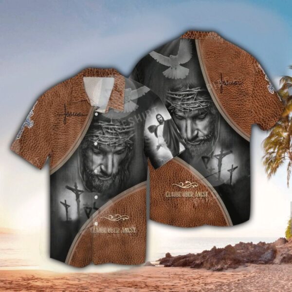 Stylish Jesus Leather Hawaiian Shirt – Premium Quality Men s Fashion