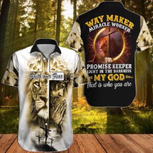 Faith Over Fear Jesus Lion Aloha Shirt Christian Hawaiian All Over Print XS-5XL 1