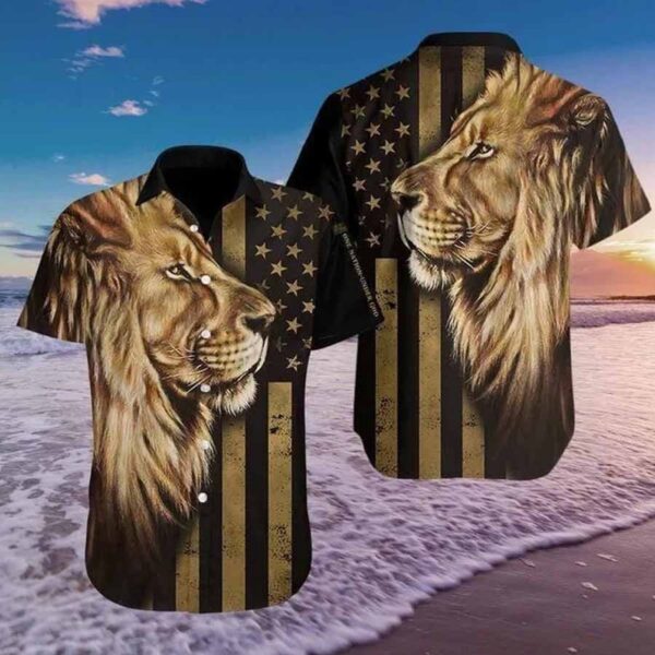 Faith Over Fear: Jesus Lion Aloha Shirt Christian Hawaiian Shirt XS-5XL