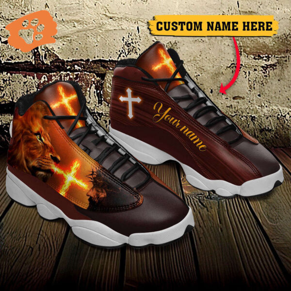 Jesus Lion and Fire custom name Air Jordan 13 Shoes – Gift for Men Women