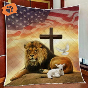 Jesus Lion and Lamb Holy Spirit Christian Quilt Blanket - Perfect Christian Gift for Believers