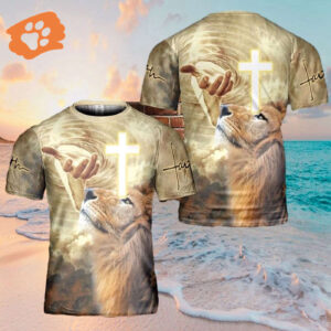 Jesus Lion Cross 3D All Over Print T-Shirt - Christian Faith Shirt for Men and Women