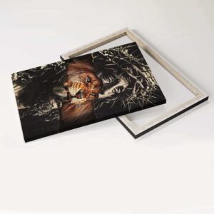 Jesus Lion Faith God Portrait Poster - Stunning Crown of Thorns & Brown Lion Wall Decor Gift for Christian Believers 3