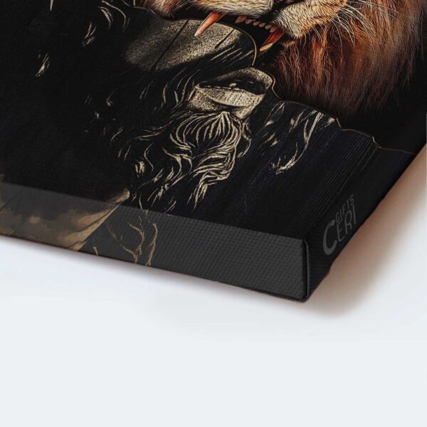 Jesus Lion Faith God Portrait Poster – Stunning Crown of Thorns & Brown Lion Wall Decor Gift for Christian Believers