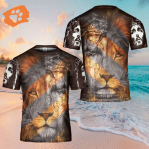 Jesus Lion All Over Print 3D T-Shirt Christian Faith Shirt for Men and Women