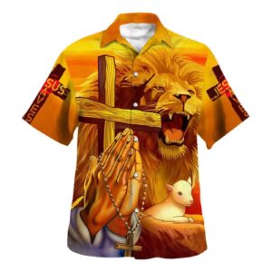 Men s Jesus Lion Save Friend Christian Hawaiian Shirt - Perfect Gift for Christians
