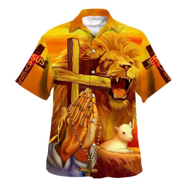 Men s Jesus Lion Save Friend Christian Hawaiian Shirt – Perfect Gift for Christians
