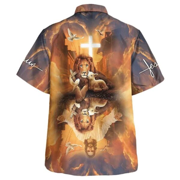 Jesus Lion King & Lamb Cross Christian Hawaiian Shirt for Men Gift for Christian