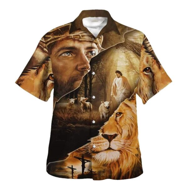 Men s Jesus Lion Lamb Of God Christian Hawaiian Shirt – Perfect Gift for Christian