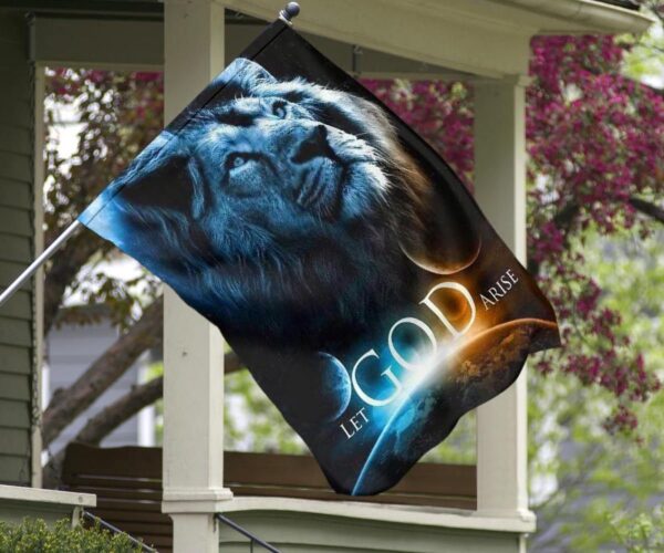 Jesus Lion Let God Arise Flag Religious Christian Easter Banner Indoor Outdoor Yard Flag