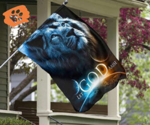 Jesus Lion Let God Arise Flag Religious Christian Easter Banner Indoor Outdoor Yard Flag