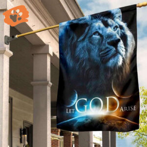 Jesus Lion Let God Arise Flag Religious Christian Easter Banner Indoor Outdoor Yard Flag