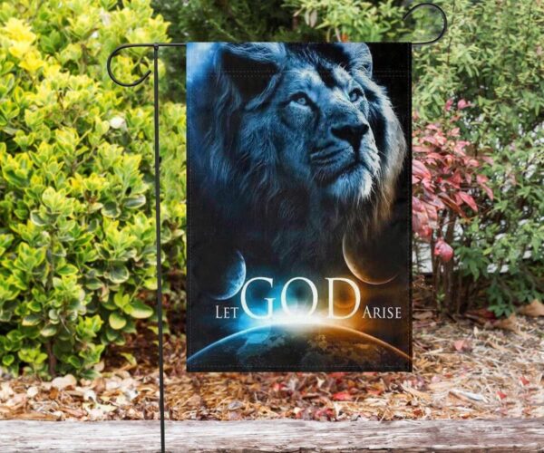 Jesus Lion Let God Arise Flag Religious Christian Easter Banner Indoor Outdoor Yard Flag