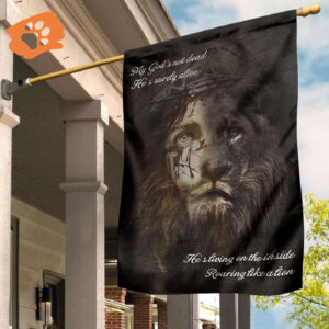 Jesus Lion My God’s Not Dead He’s Surely Alive Flag Christian Home Decor Outdoor