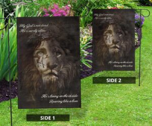 Jesus Lion My God’s Not Dead He’s Surely Alive Flag Christian Home Decor Outdoor 1