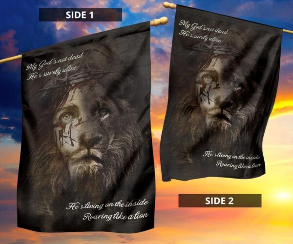 Jesus Lion My God’s Not Dead He’s Surely Alive Flag Christian Home Decor Outdoor