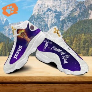 Jesus Lion Of Judah A Child Of God Basketball Shoes, Jesus Saves Shoes, Christian Unisex Basketball Shoes Gift