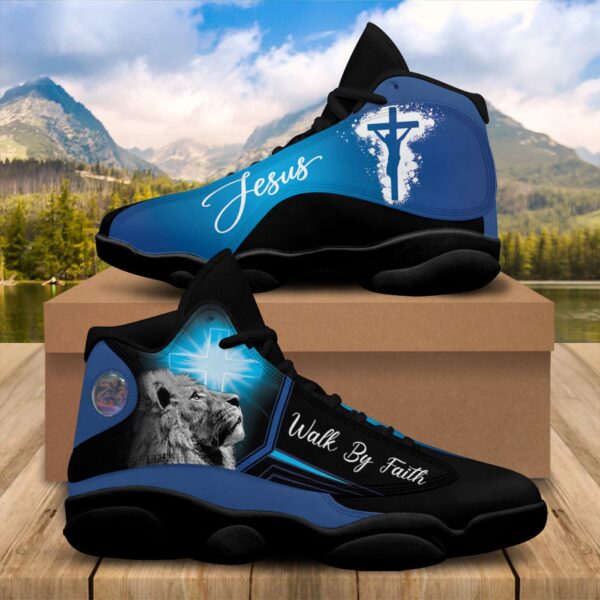 Jesus Lion Of Judah Art Basketball Shoes, Walk By Faith Running Shoes, Christian Religious Gift, Unisex Jesus Shoes