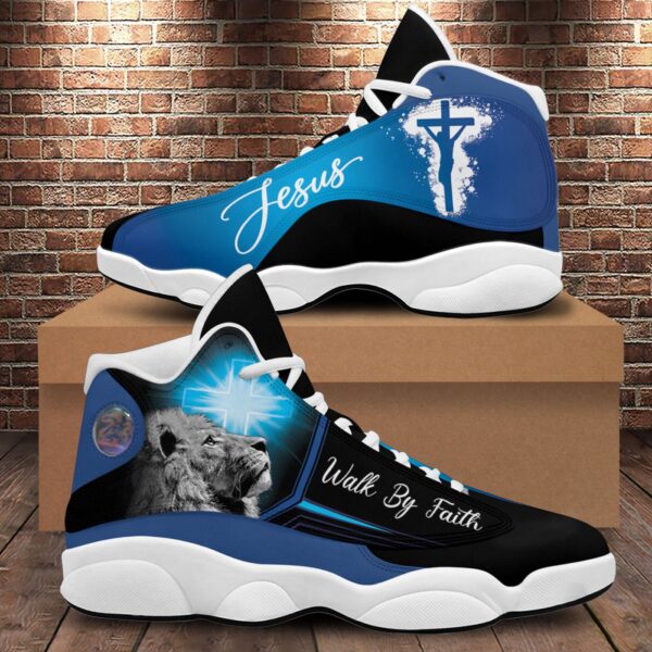 Jesus Lion Of Judah Art Basketball Shoes, Walk By Faith Running Shoes, Christian Religious Gift, Unisex Jesus Shoes