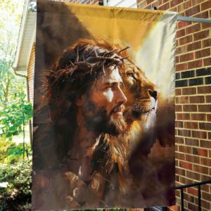 Jesus Lion of Judah Garden Flag - Religious Christian Outdoor Decor Print House Flag 1