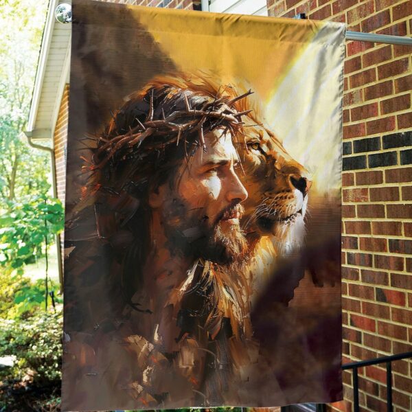 Jesus Lion of Judah Garden Flag – Religious Christian Outdoor Decor Print House Flag