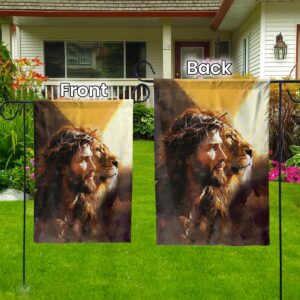Jesus Lion of Judah Garden Flag - Religious Christian Outdoor Decor Print House Flag 3
