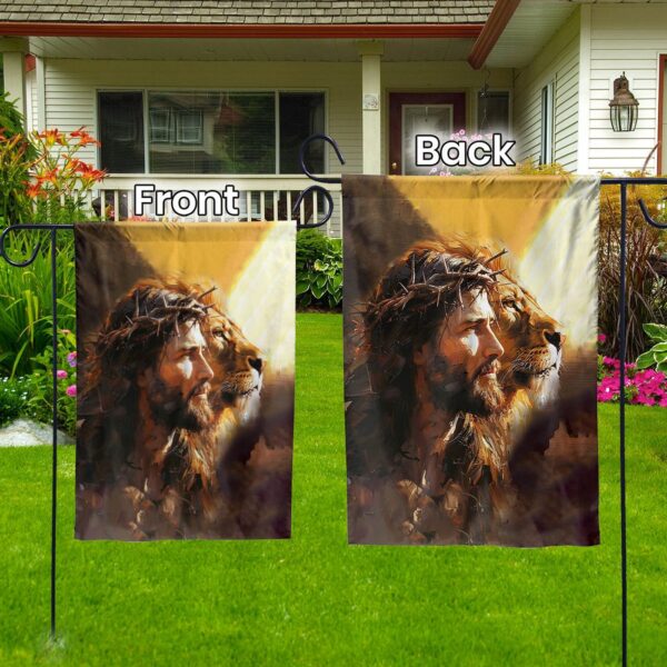 Jesus Lion of Judah Garden Flag – Religious Christian Outdoor Decor Print House Flag
