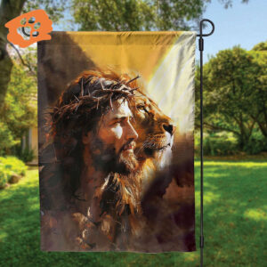 Jesus Lion of Judah Garden Flag - Religious Christian Outdoor Decor Print House Flag