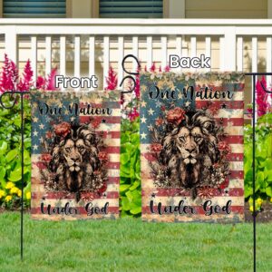 Jesus Lion USA Flag - One Nation Under God Garden Flag for 4th of July - Christian Gift 3