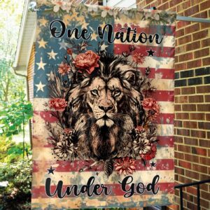 Jesus Lion USA Flag - One Nation Under God Garden Flag for 4th of July - Christian Gift 1