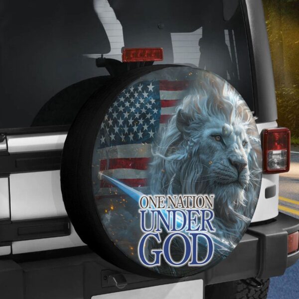Jesus Lion USA Flag Spare Tire Cover for Independence Day – 4th of July Car Decor 27 -34