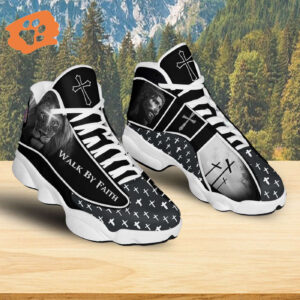 Jesus Lion Walk By Faith Basketball Shoes, Christian Cross Faith Running Shoes, Christ Footwear, Jesus Lovers Gift