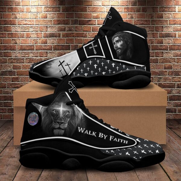 Jesus Lion Walk By Faith Basketball Shoes, Christian Cross Faith Running Shoes, Christ Footwear, Jesus Lovers Gift