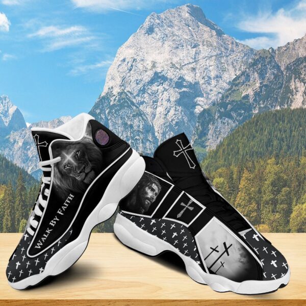 Jesus Lion Walk By Faith Basketball Shoes, Christian Cross Faith Running Shoes, Christ Footwear, Jesus Lovers Gift