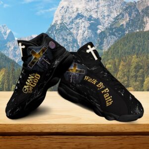 Jesus Lion Warrior Basketball Shoes, Man Of God Running Shoes Unisex, Walk By Faith Religious Gift For Pastor 1