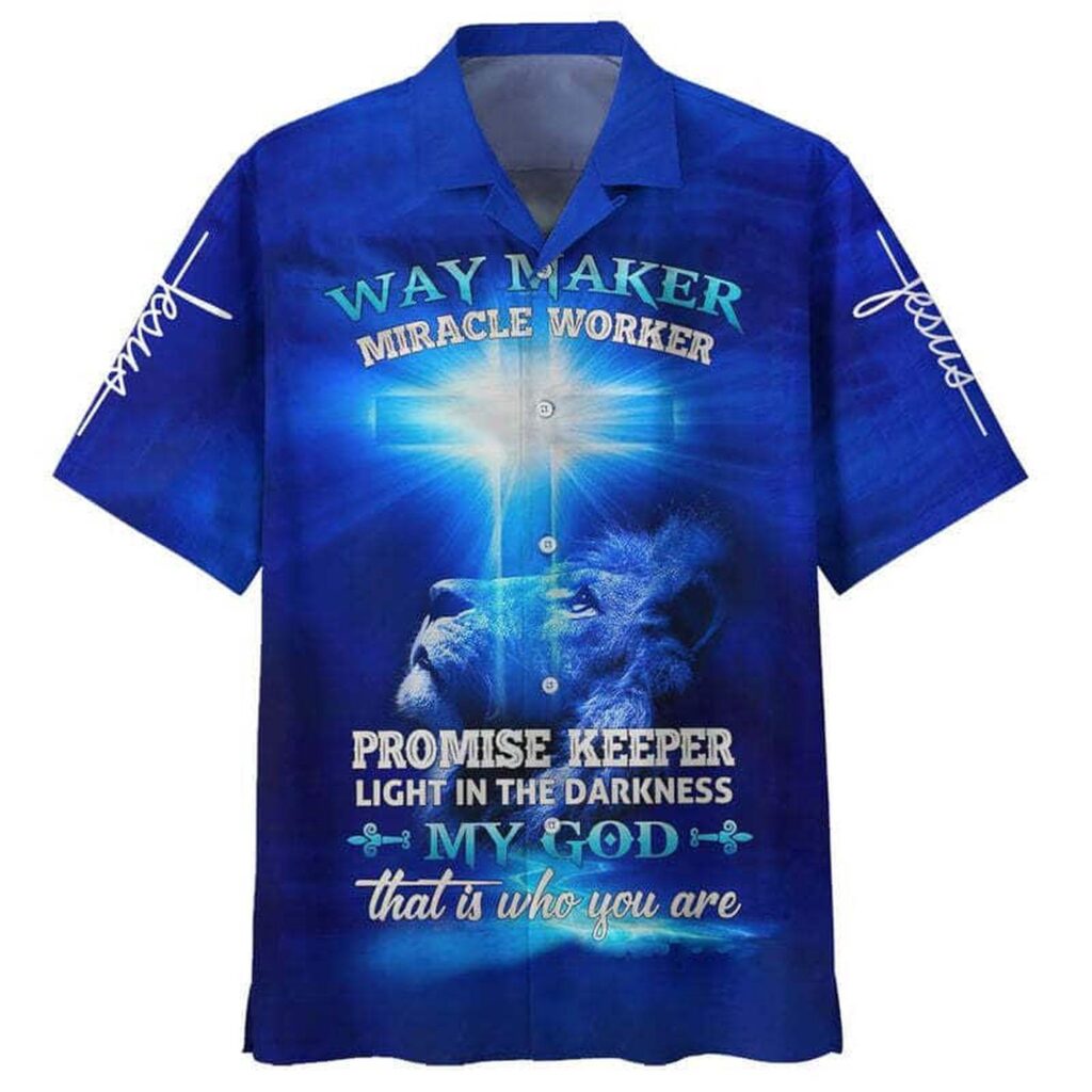 Jesus Lion Way Maker Miracle Worker Hawaiian Shirt – Christian Faith Gift Jesus Lion Way Maker Miracle Worker Hawaiian Shirt – Christian Faith Gift