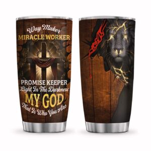 Jesus Lion Way Maker Personalized Stainless Steel Tumbler - Jesus Lover Men Women 3