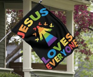 Jesus Loves Everyone LGBT Pride Flag Christian LGBT Easter Decor For Room Pride Gift 1
