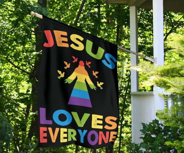 Jesus Loves Everyone LGBT Pride Flag Christian LGBT Easter Decor For Room Pride Gift