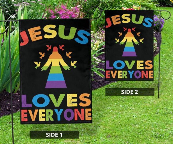 Jesus Loves Everyone LGBT Pride Flag Christian LGBT Easter Decor For Room Pride Gift
