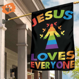 Jesus Loves Everyone LGBT Pride Flag Christian LGBT Easter Decor For Room Pride Gift