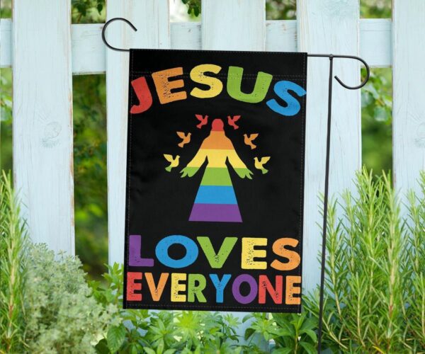 Jesus Loves Everyone LGBT Pride Flag Christian LGBT Easter Decor For Room Pride Gift
