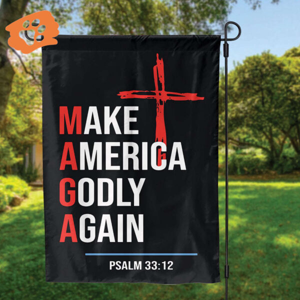 Jesus Make America Godly Again Garden Flag Cross Yard Flag for Patriotic Outdoor Decor